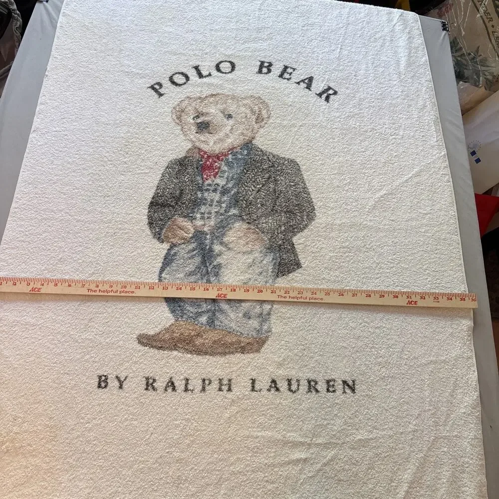 Vintage 90s Ralph Lauren Polo Bear Western Gentleman Beach Towel 36x66